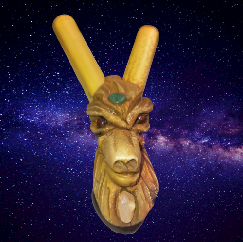 Kuripe Bamboo Totem WOLF Amulet with Stones powerful