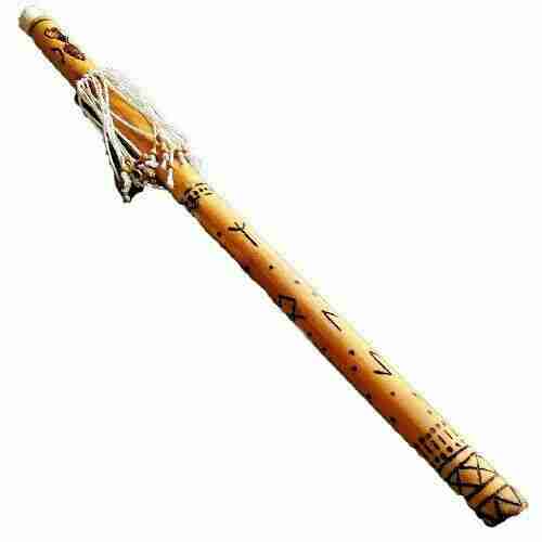 Sonaglio RainStick Shaman in Bamboo, Fatto a Mano con Rune Norreniche Loki