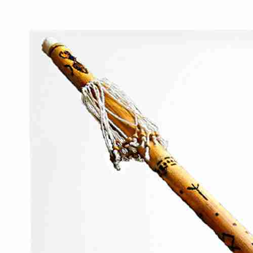 Sonaglio RainStick Shaman in Bamboo, Fatto a Mano con Rune Norreniche Loki